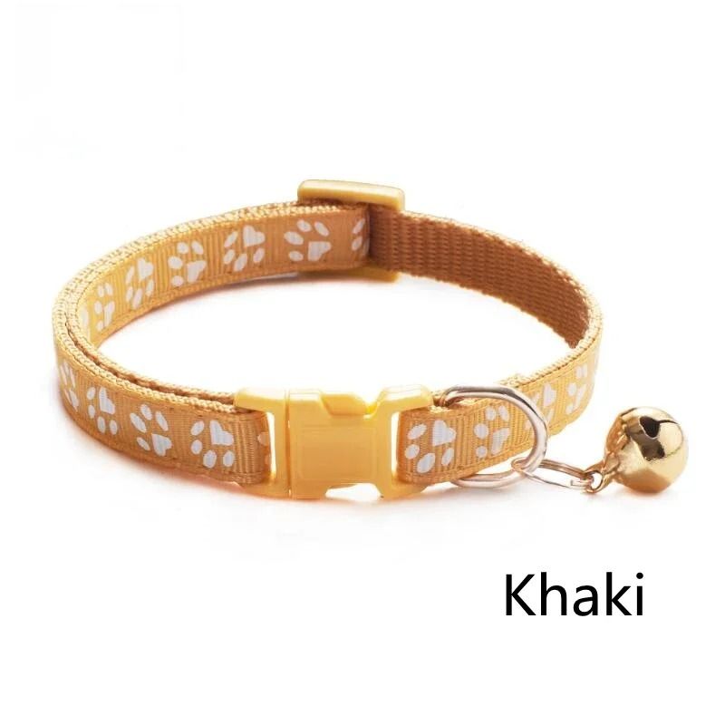 Colorful Paw Print Adjustable Pet Collar With Bell 2