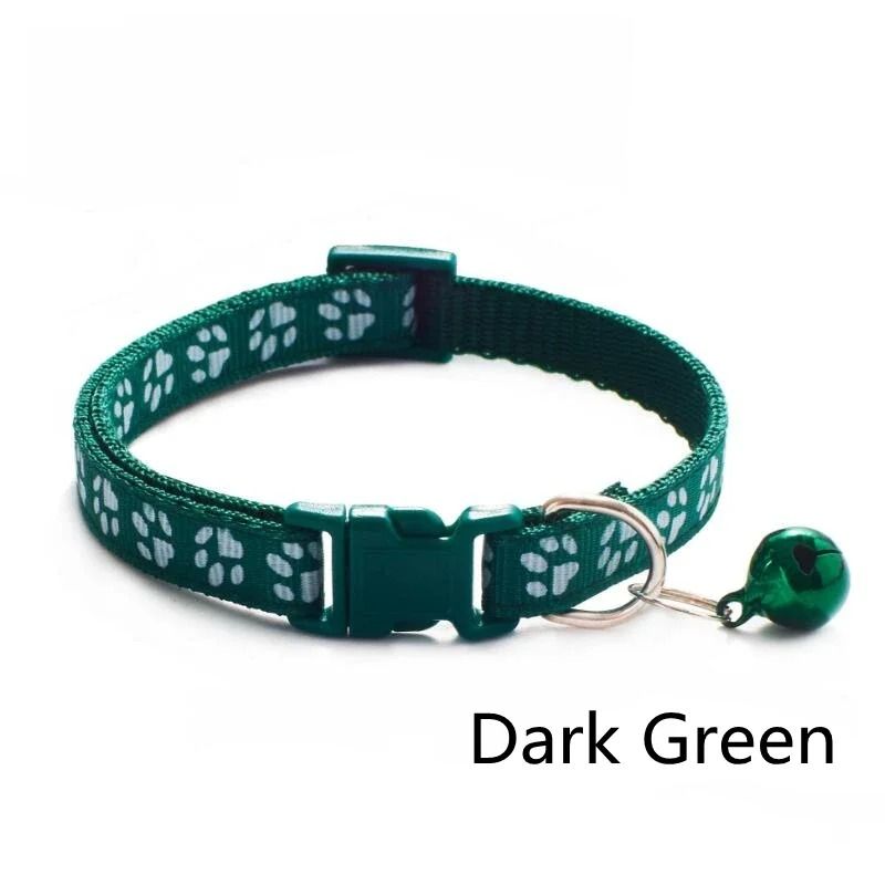 Colorful Paw Print Adjustable Pet Collar With Bell 6