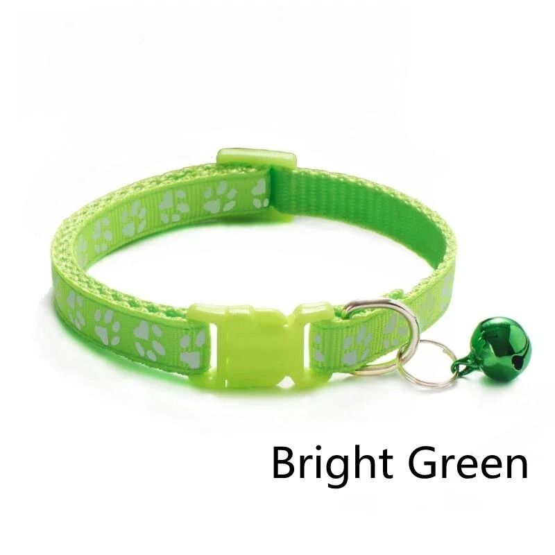 Colorful Paw Print Adjustable Pet Collar With Bell 7