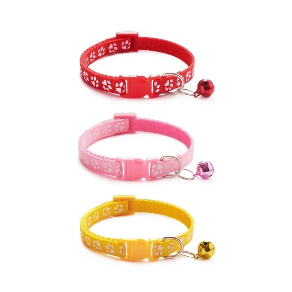 Colorful Paw Print Adjustable Pet Collar With Bell 16