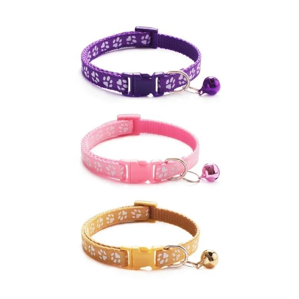 Colorful Paw Print Adjustable Pet Collar With Bell 20