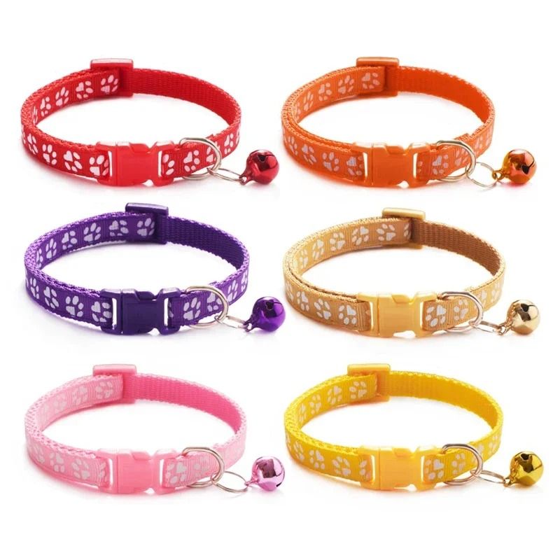 Colorful Paw Print Adjustable Pet Collar With Bell 27