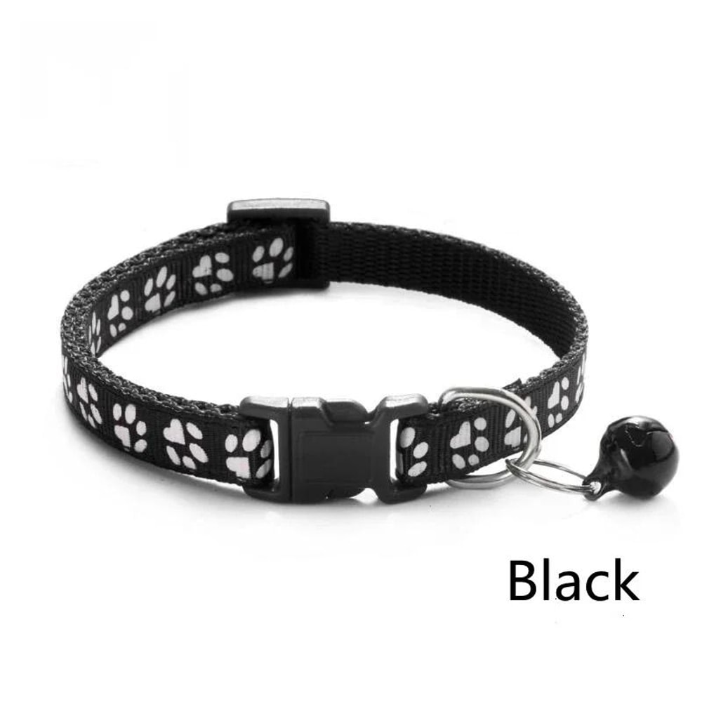 Colorful Paw Print Adjustable Pet Collar With Bell 13