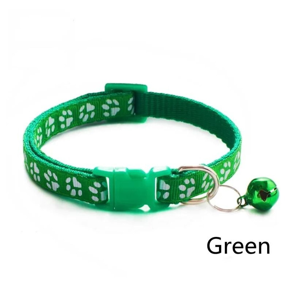 Colorful Paw Print Adjustable Pet Collar With Bell 14