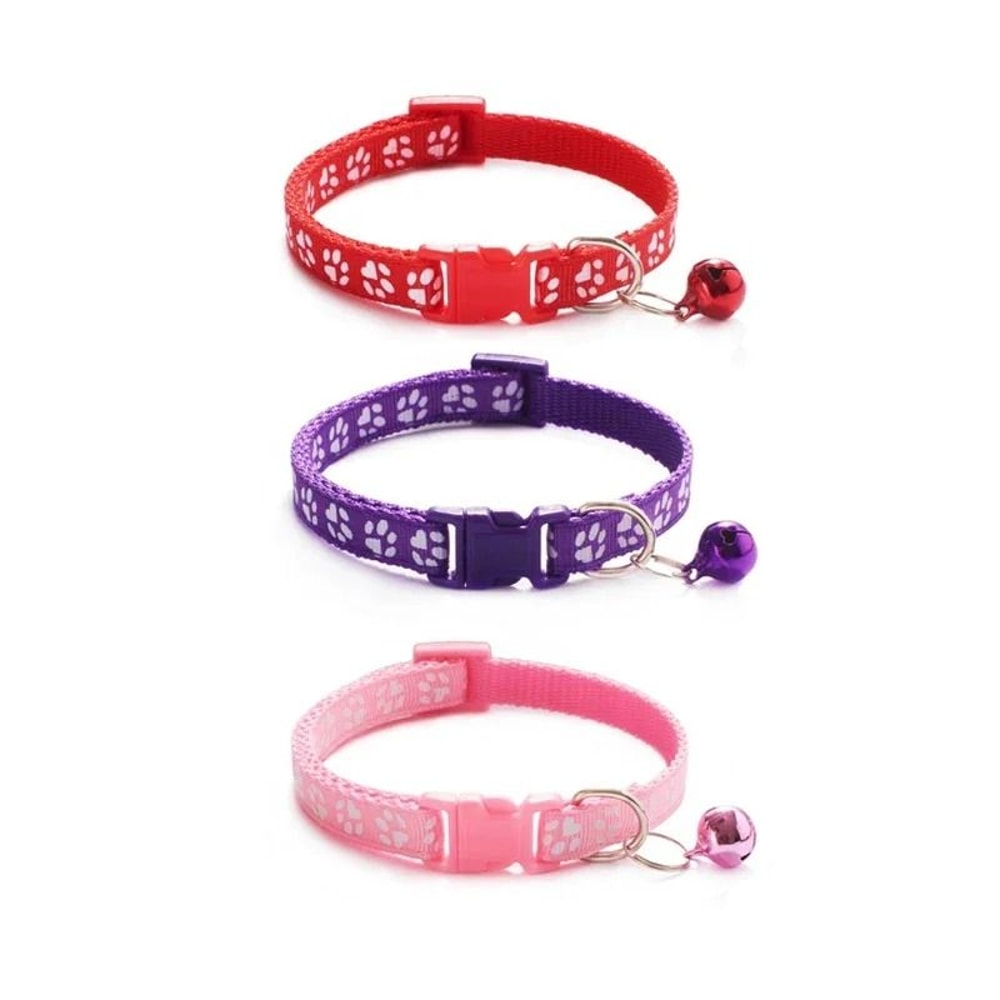 Colorful Paw Print Adjustable Pet Collar With Bell 21