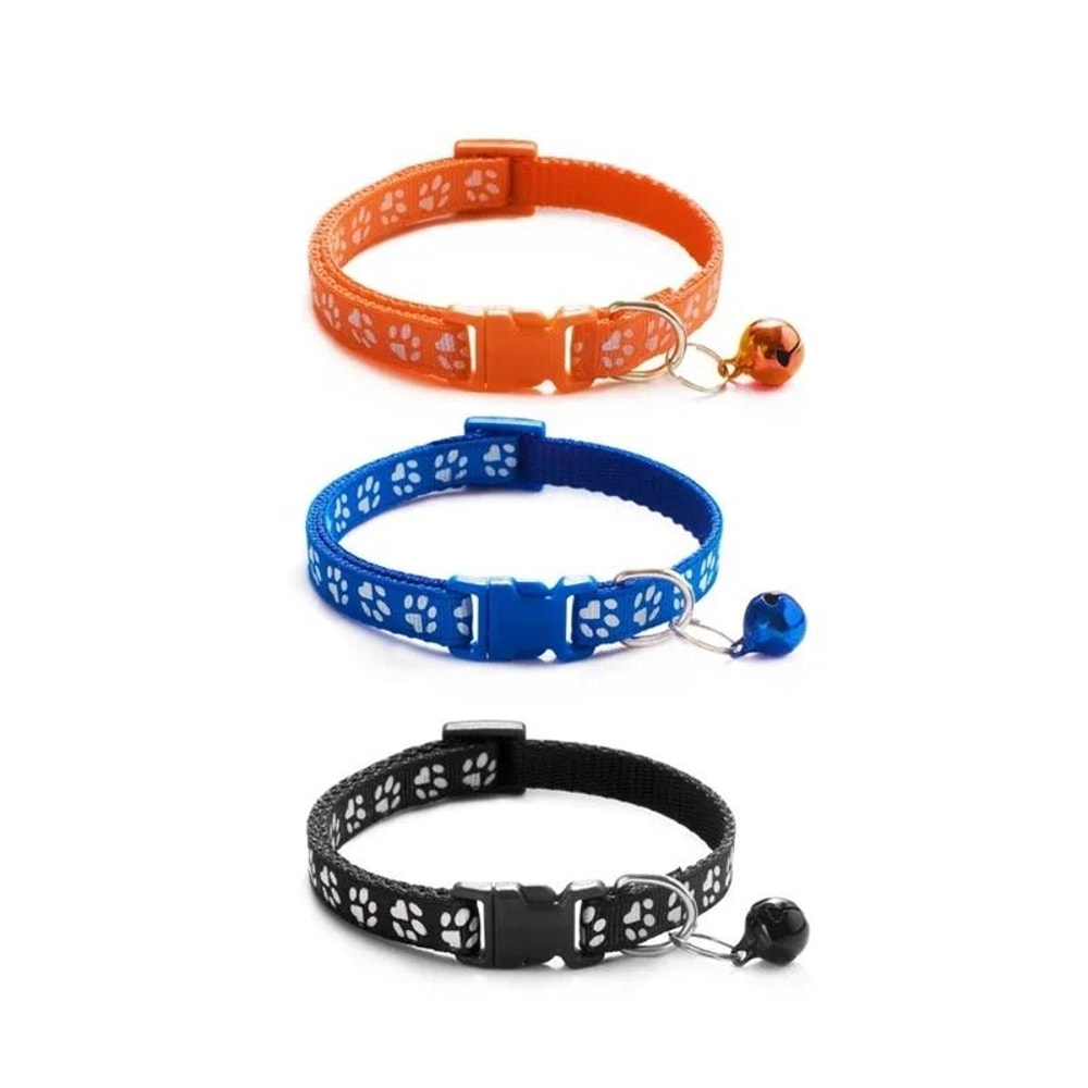 Colorful Paw Print Adjustable Pet Collar With Bell 22