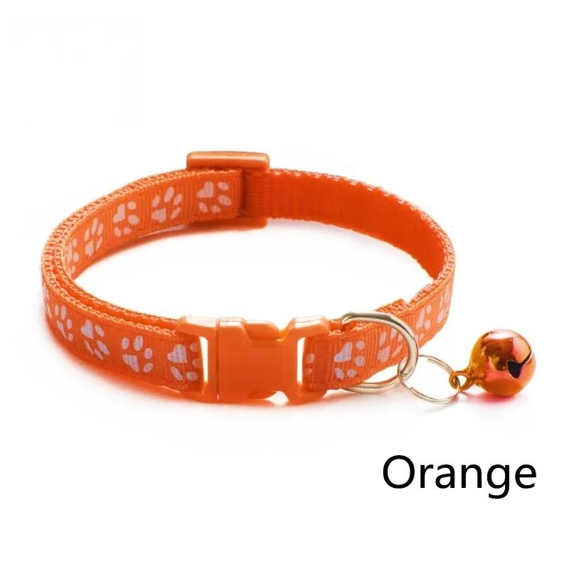 Colorful Paw Print Adjustable Pet Collar With Bell 9