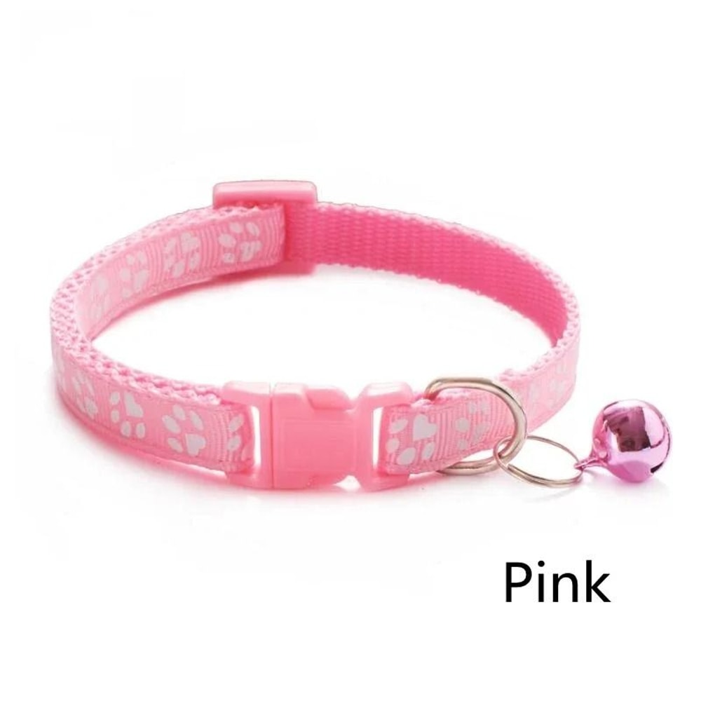 Colorful Paw Print Adjustable Pet Collar With Bell 10