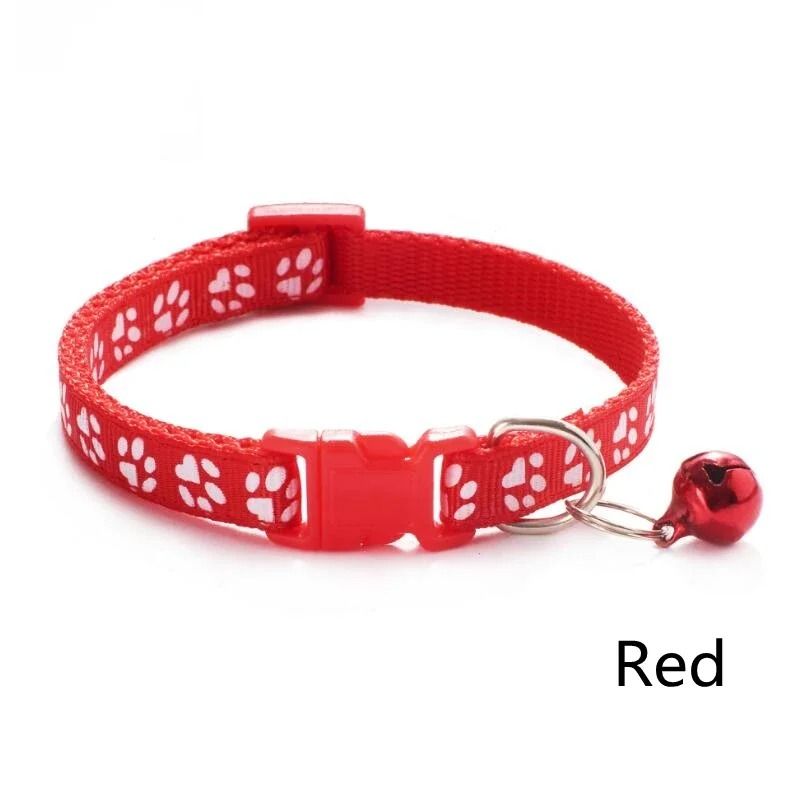 Colorful Paw Print Adjustable Pet Collar With Bell 11
