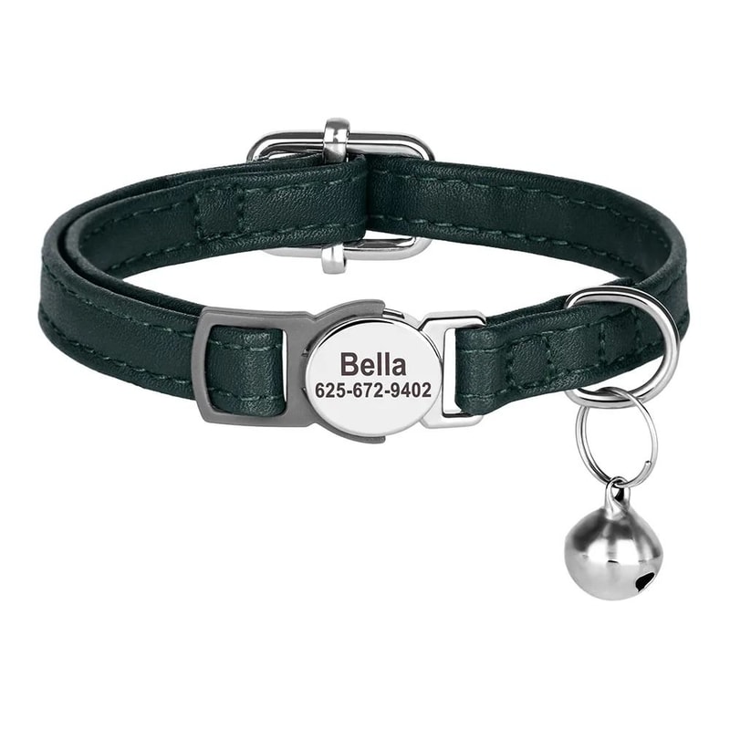 Personalized PU Leather Cat Collar With Engraved ID Nameplate 3