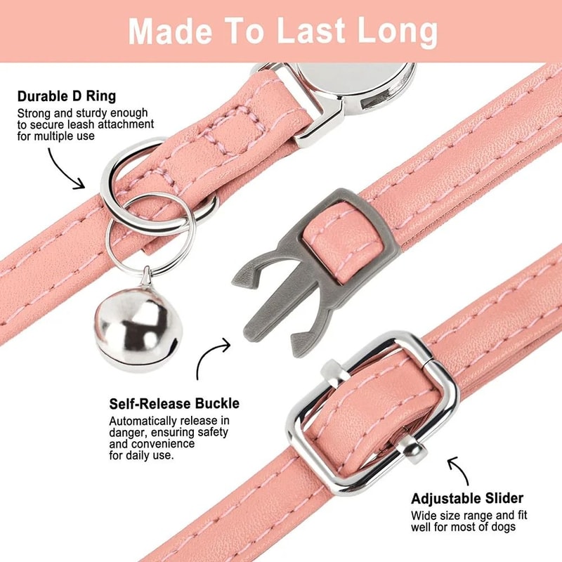 Personalized PU Leather Cat Collar With Engraved ID Nameplate 8