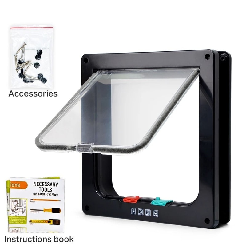 Smart 4 Way Locking Pet Door Secure Cat And Dog Flap Door With Direction Control 1