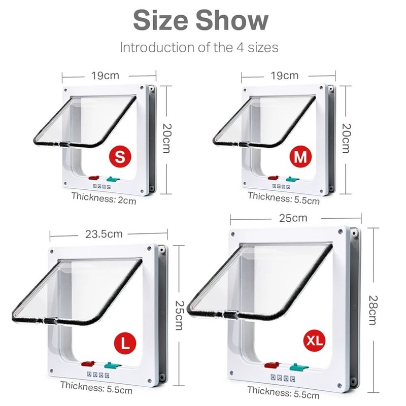 Smart 4 Way Locking Pet Door Secure Cat And Dog Flap Door With Direction Control 4