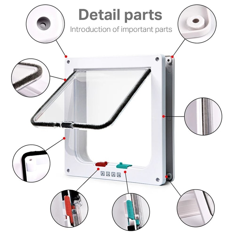 Smart 4 Way Locking Pet Door Secure Cat And Dog Flap Door With Direction Control 7
