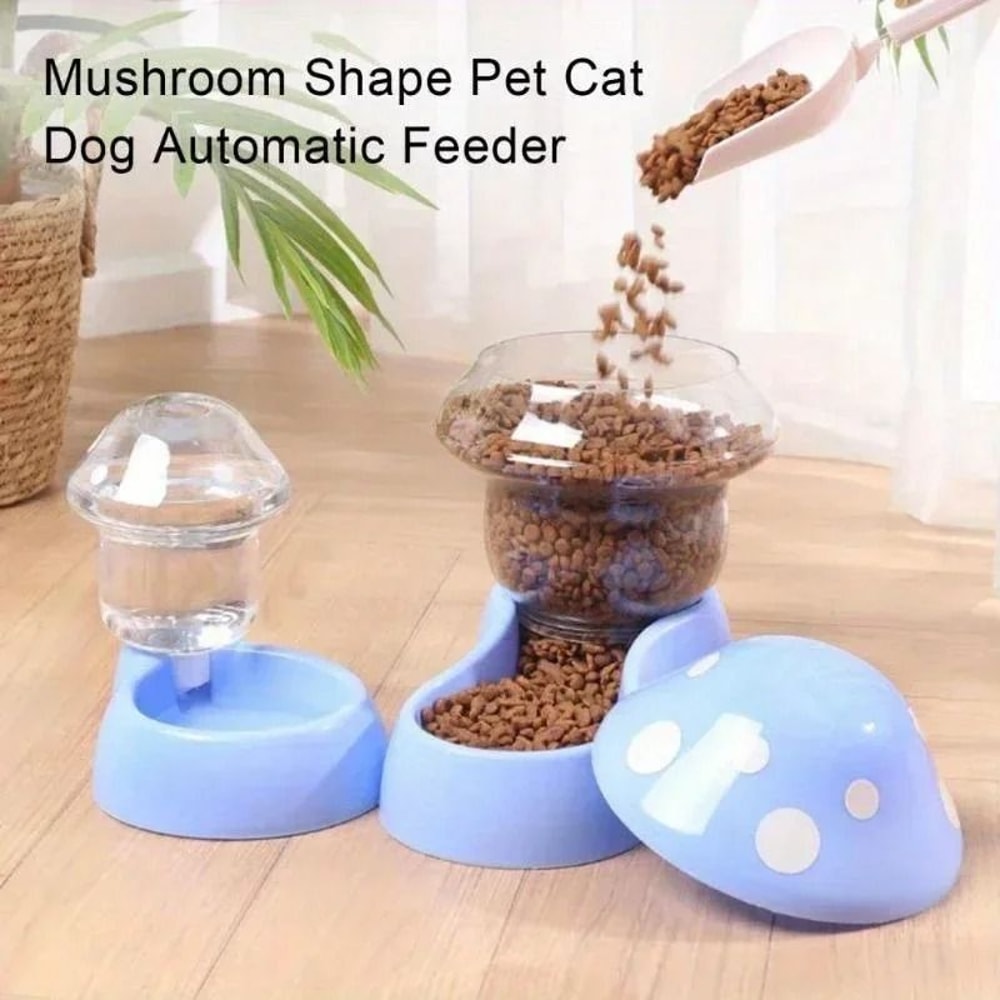Automatic Pet Feeder And Water Dispenser Cute Mushroom Food And Water Station For Cats And Dogs 6