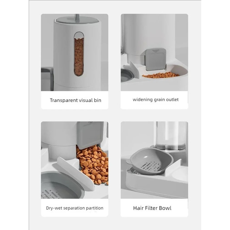 Automatic Pet Feeder And Water Dispenser Combo Large Capacity Gravity Food And Water Station 6