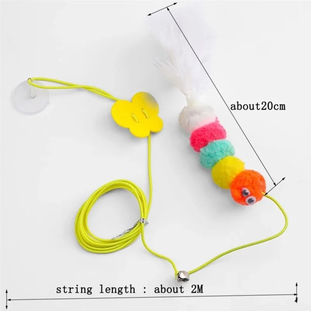 Interactive Dragonfly Cat Teaser Wand Toy With Elastic Rope Feather And Bell 6