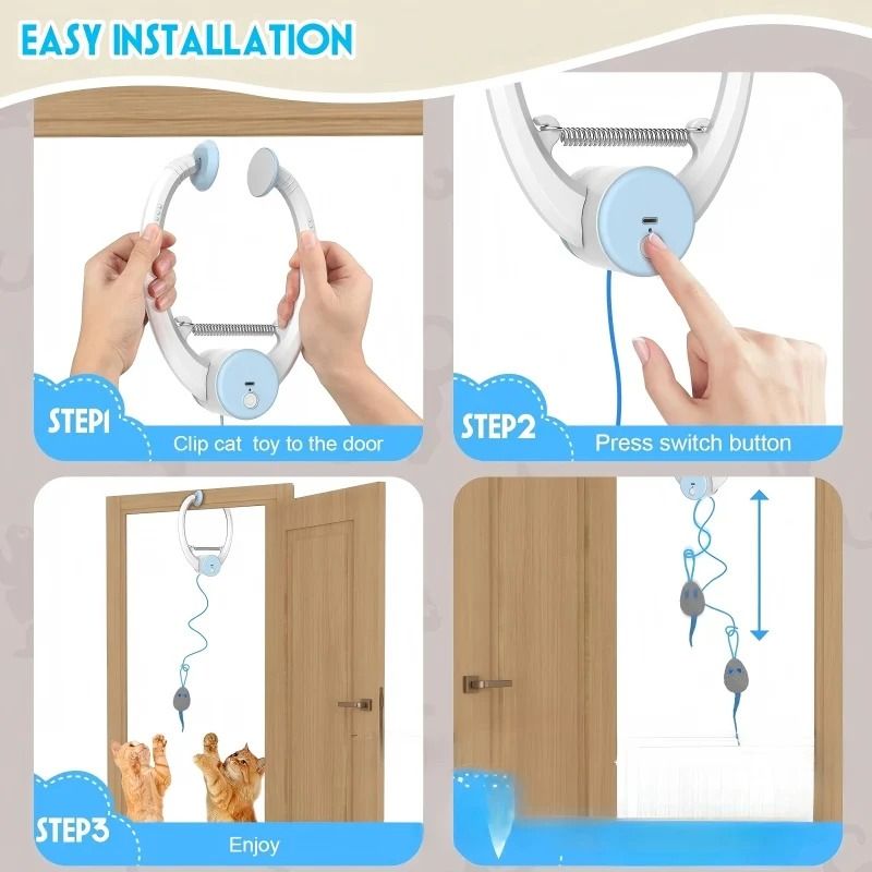 Automatic Rebound Door Hanging Cat Toy With Mice Interactive Indoor Exercise Teaser 1