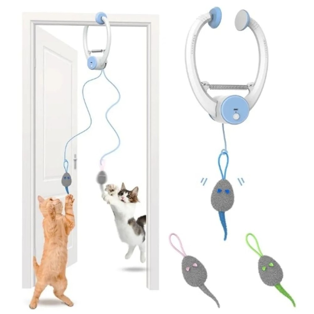 Automatic Rebound Door Hanging Cat Toy With Mice Interactive Indoor Exercise Teaser 0
