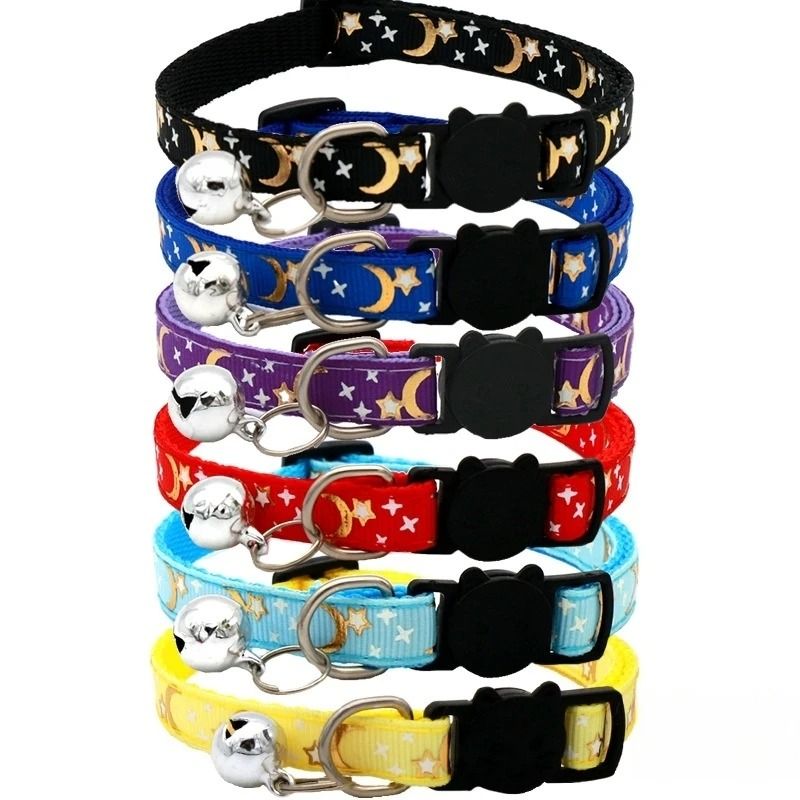Adjustable Star And Moon Pet Collar Cute Sparkle Dog And Cat Accessory 0