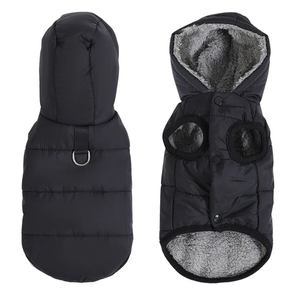 Waterproof Winter Pet Hoodie Jacket Warm Fleece Cat And Small Dog Coat With D Ring 0