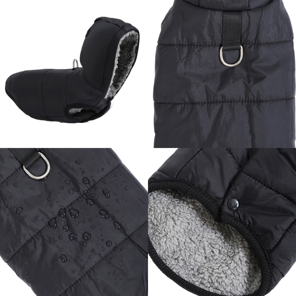 Waterproof Winter Pet Hoodie Jacket Warm Fleece Cat And Small Dog Coat With D Ring 7