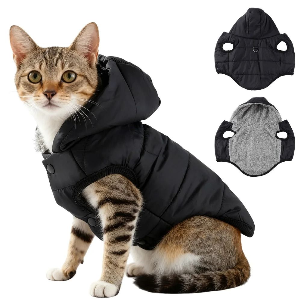 Waterproof Winter Pet Hoodie Jacket Warm Fleece Cat And Small Dog Coat With D Ring 8