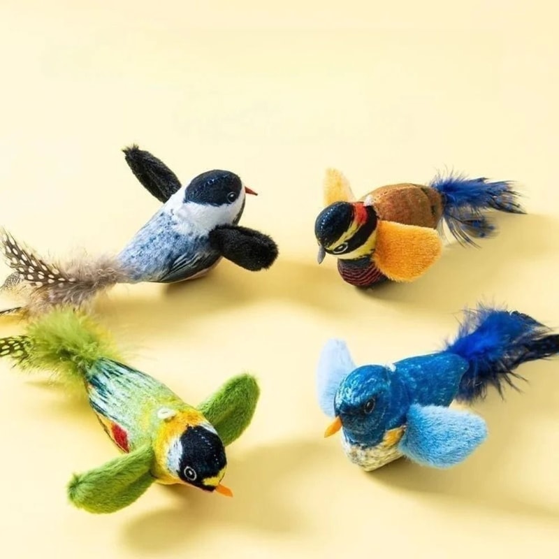 Interactive Bird Cat Teaser Toy With Catnip Sounding Wall Hanging Chasing Toy For Indoor Cats 0