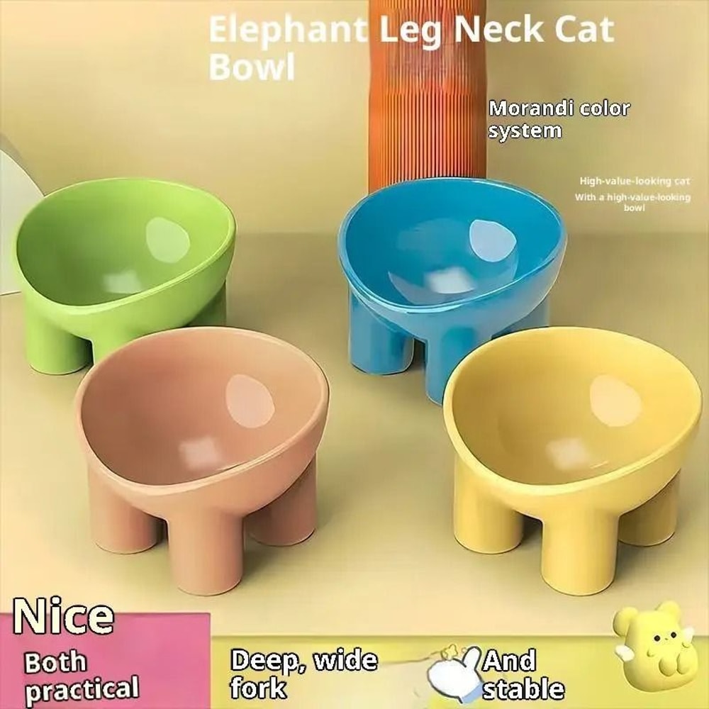 Elevated Cat Bowl With Stand Neck Friendly Pet Food And Water Dish For Cats And Dogs 0