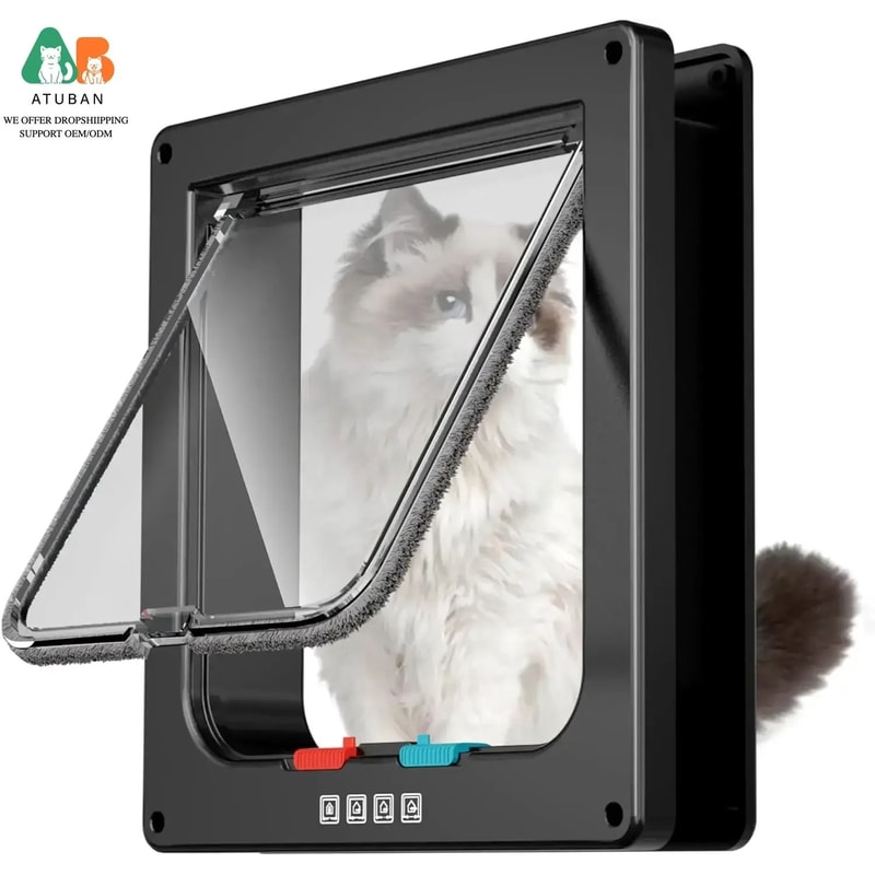 ATUBAN Large Cat Door With 4 Way Lock Durable Pet Door For Interior Exterior Doors Windows And Wall 1