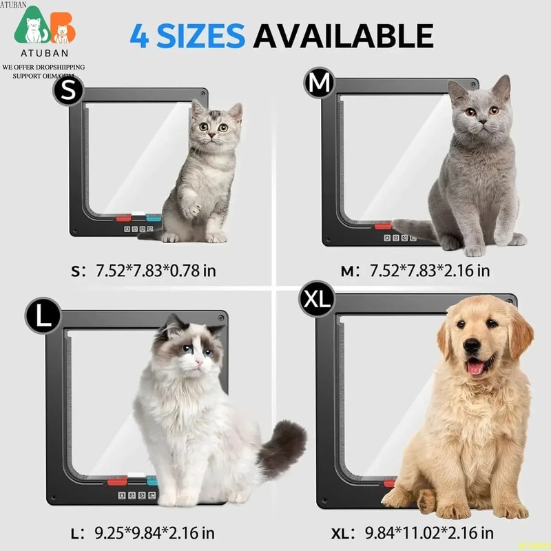 ATUBAN Large Cat Door With 4 Way Lock Durable Pet Door For Interior Exterior Doors Windows And Wall 8