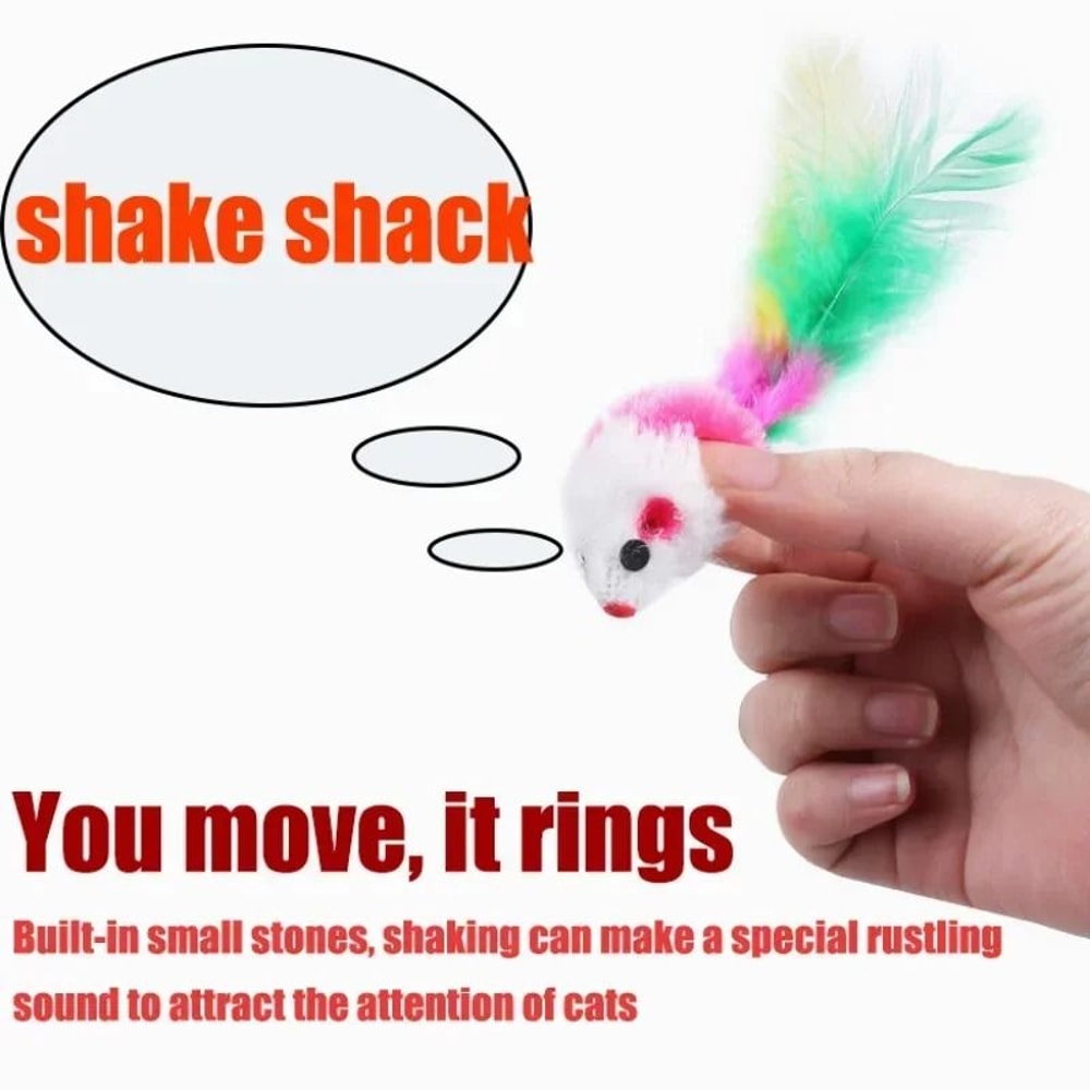 Interactive Feather Mouse Cat Toy Soft Fleece Training Toy For Cats And Kittens 6