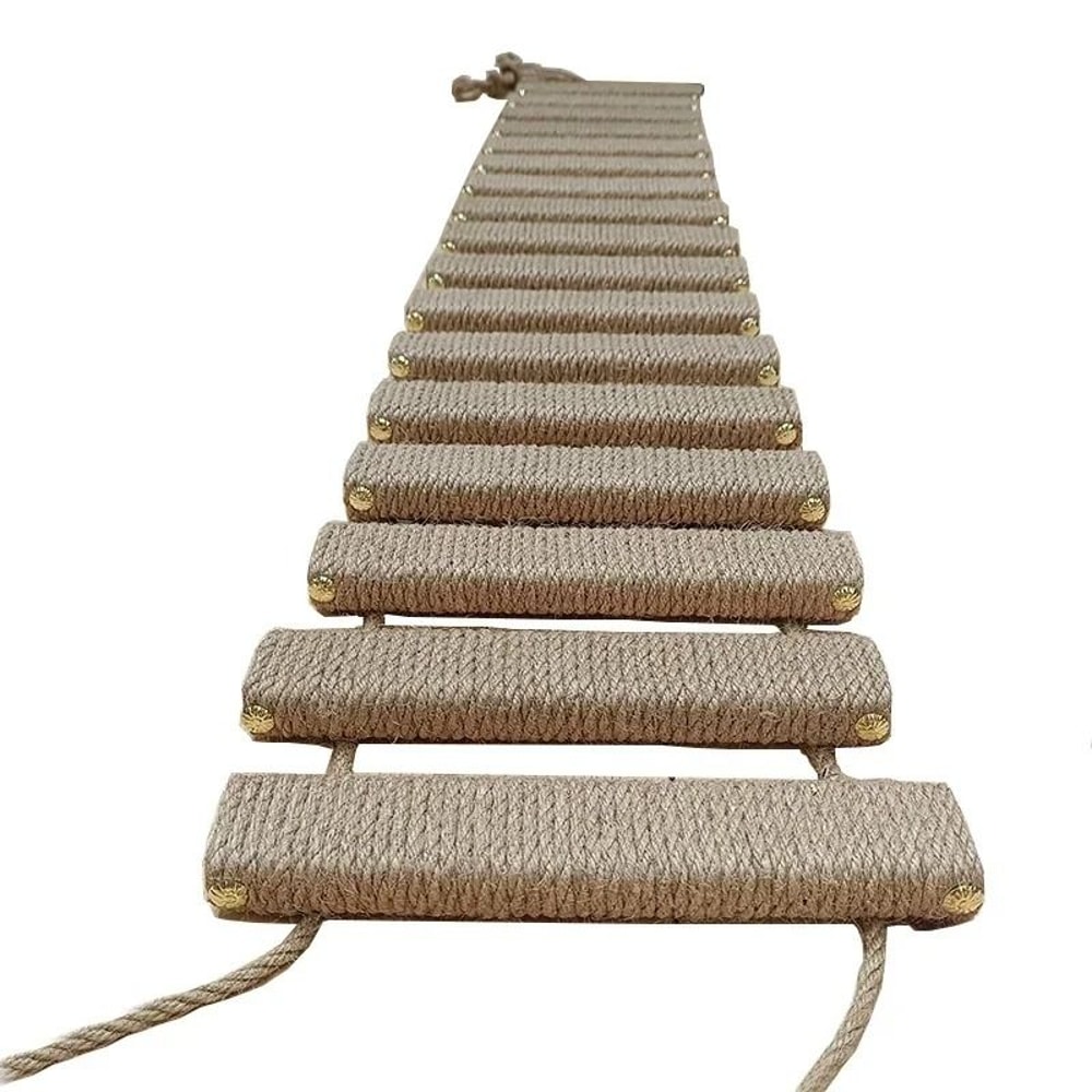 Wall Mounted Cat Climber And Sisal Scratcher Wooden Activity Bridge Ladder For Cats And Kittens 0