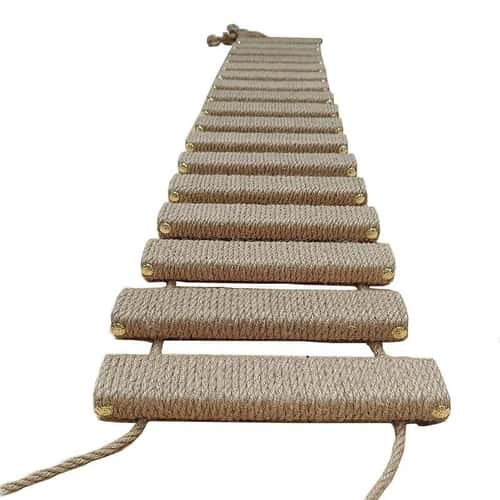 Wall Mounted Cat Climber and Sisal Scratcher Wooden Activity Bridge Ladder for Cats and Kittens