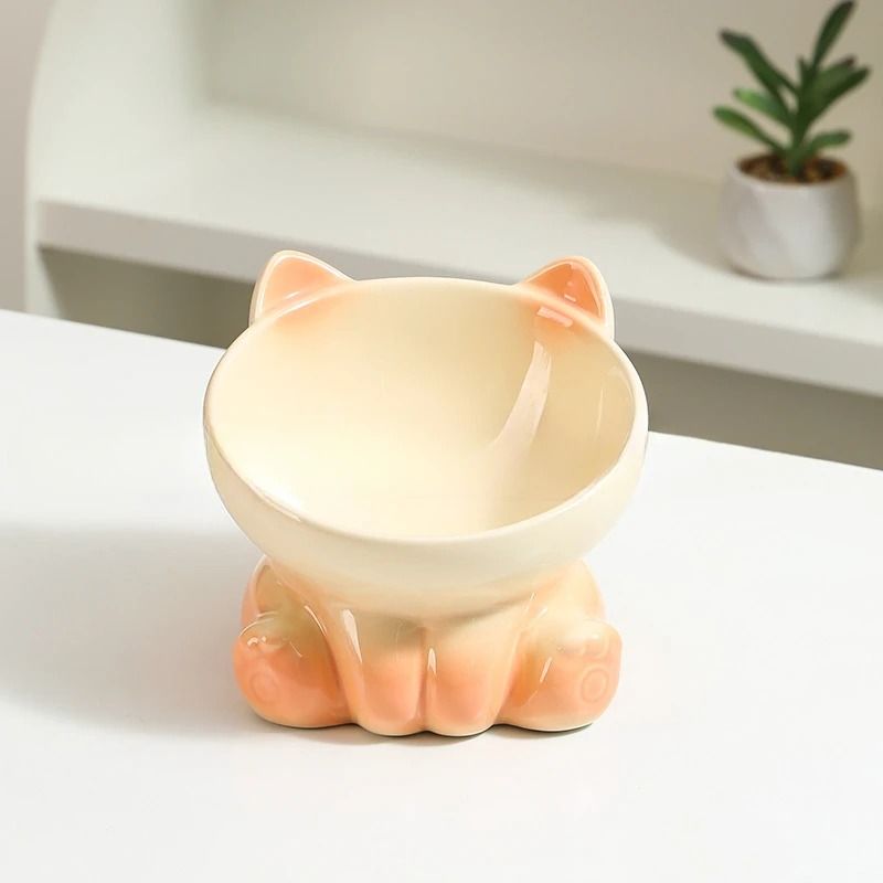 Gradient Ceramic Cat Bowl Tall Slanted Pet Feeding Bowl For Cats And Small Dogs 1