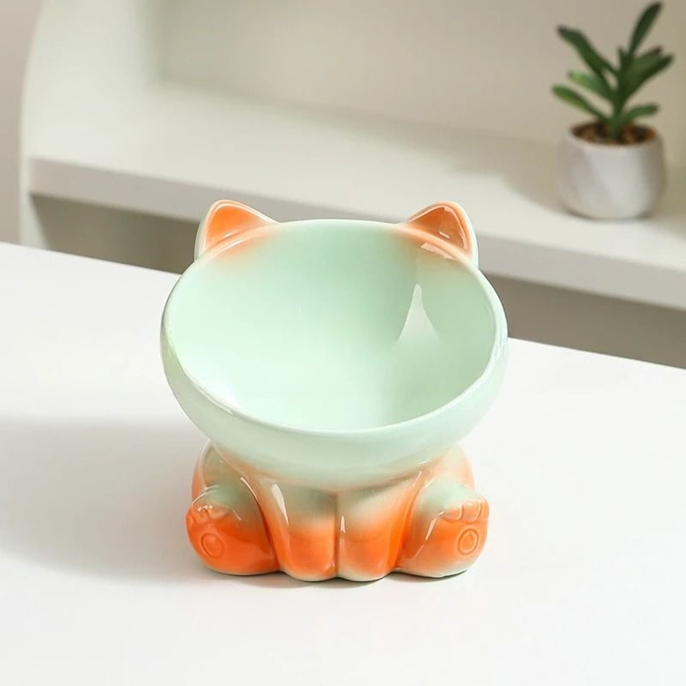Gradient Ceramic Cat Bowl Tall Slanted Pet Feeding Bowl For Cats And Small Dogs 3