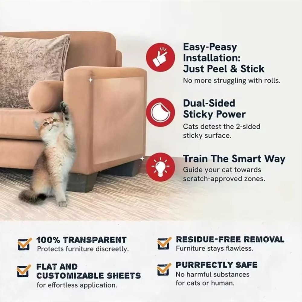 Transparent Furniture Protector Film For Cats And Dogs Scratch Resistant PVC Pad 1
