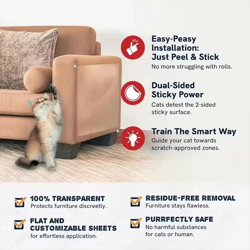 Transparent Furniture Protector Film For Cats And Dogs Scratch Resistant PVC Pad 1