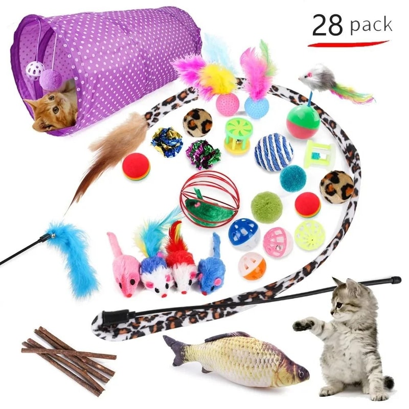 Foldable Cat Play Tunnel Tent With Mouse Ball Toys For Kittens And Indoor Cats 27