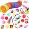 Foldable Cat Play Tunnel Tent With Mouse Ball Toys For Kittens And Indoor Cats 18