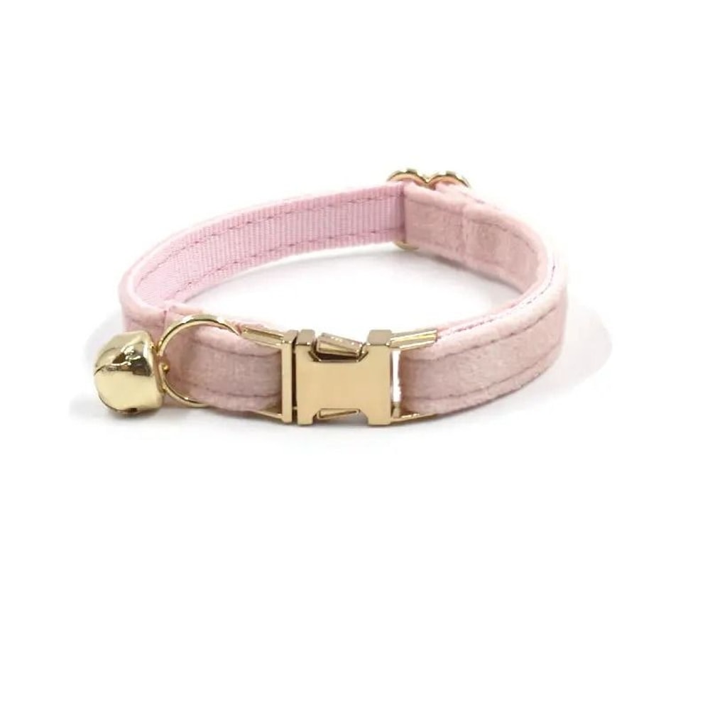 Personalized Velvet Cat Collar With Engraved Name Tag Bell And Bow Tie 3