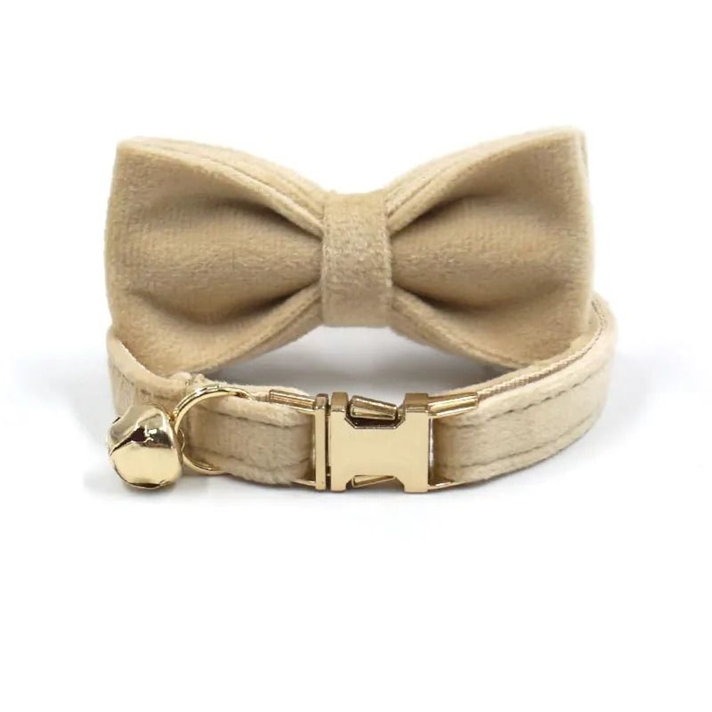 Personalized Velvet Cat Collar With Engraved Name Tag Bell And Bow Tie 20