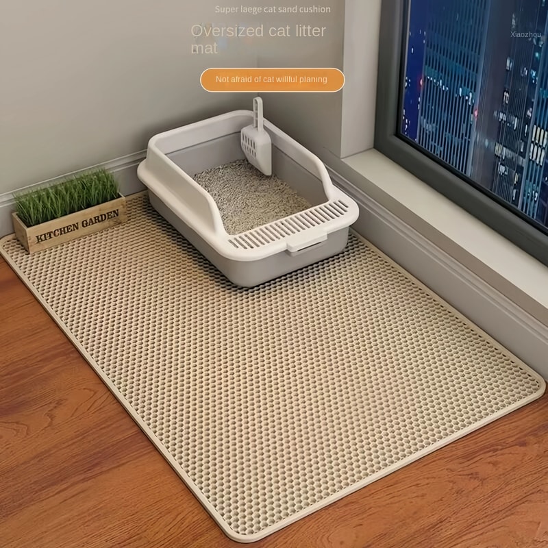 Large Waterproof Double Layer Cat Litter Mat Non Slip Washable Litter Trap Pad 2