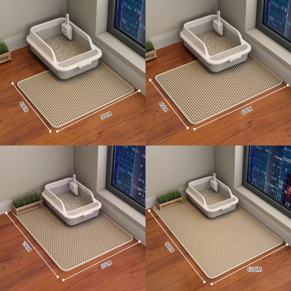 Large Waterproof Double Layer Cat Litter Mat Non Slip Washable Litter Trap Pad 4
