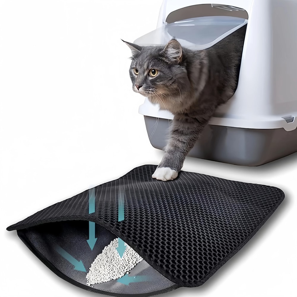 Large Waterproof Double Layer Cat Litter Mat Non Slip Washable Litter Trap Pad 0