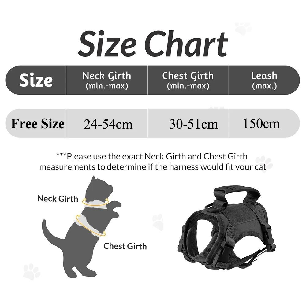 Escape Proof Tactical Cat Harness And Leash Set Breathable Military Vest For Cats And Small Dogs 24