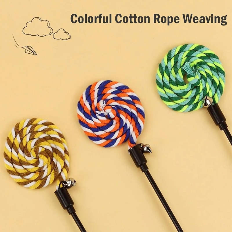 3PCS Interactive Cat Wand Toy Set With Cotton Rope Teaser Sticks For Kittens And Cats 5