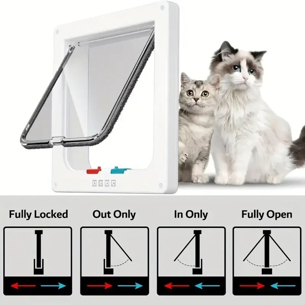 4 Way Locking Pet Door Weatherproof Cat And Dog Flap Door With Security Control 4