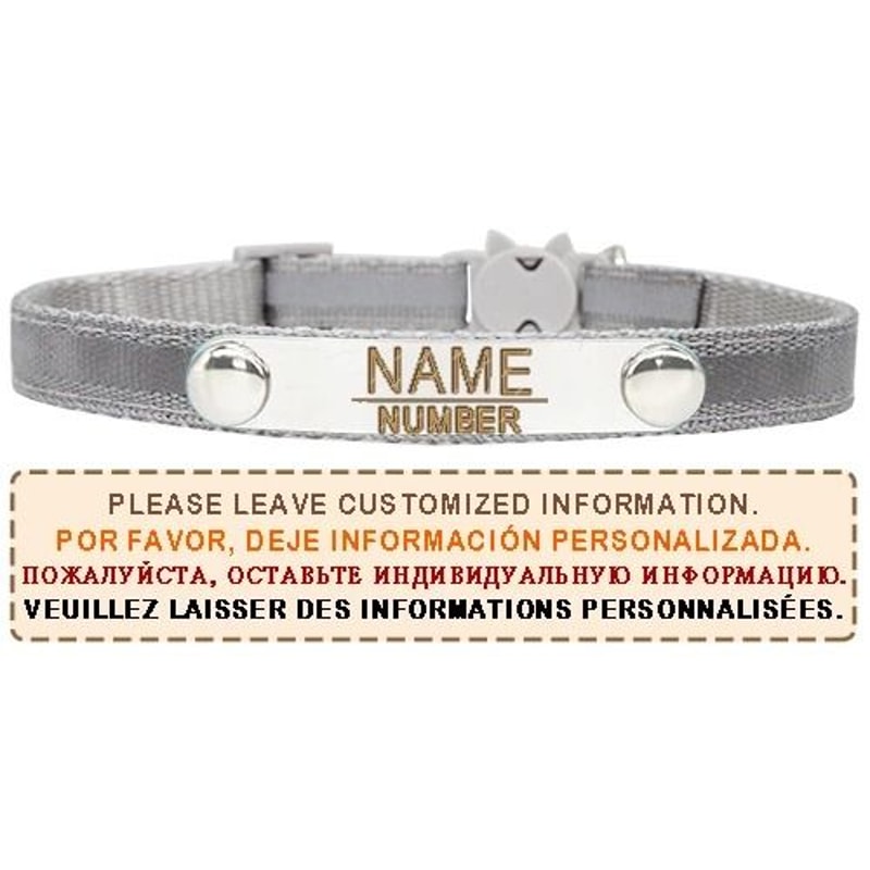 Reflective Personalized Cat Collar With Engraved ID Nameplate And Breakaway Safety Buckle 5