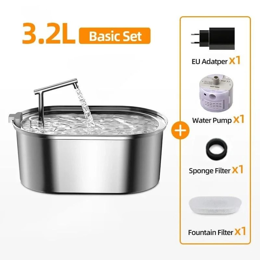 ROJECO Stainless Steel Cat Water Fountain Automatic Pet Drinking Fountain For Cats And Dogs 1
